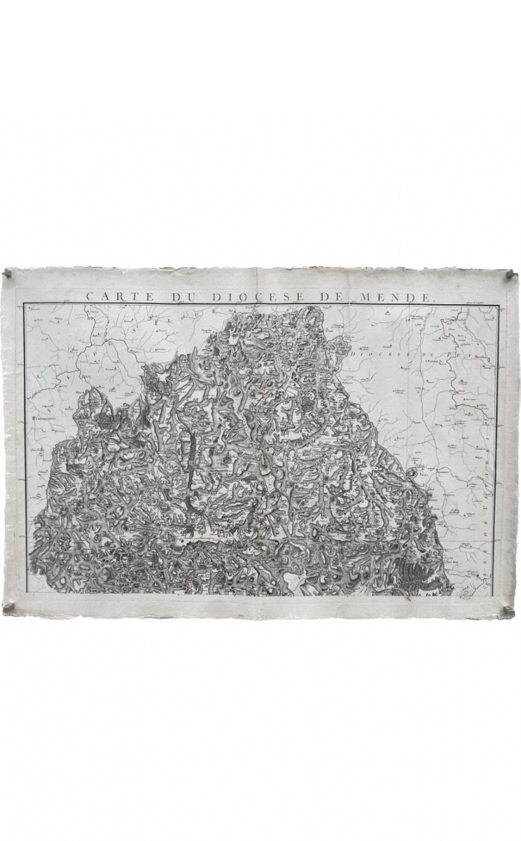 Carte de diocèse, Mende Nord, gravure papier vergé xviii Cassini