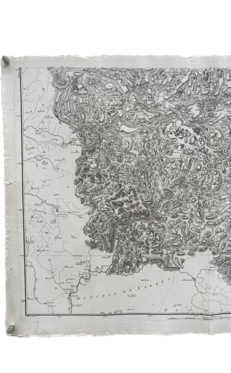 Carte de diocèse, Mende sud, gravure papier vergé xviii, Aldring Bourgoin Cassini-photo-2