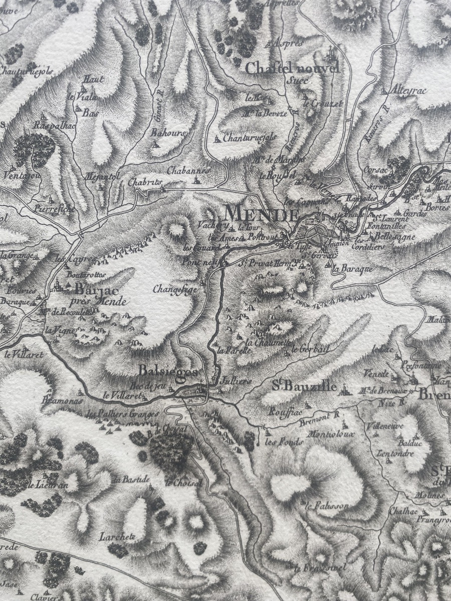 Carte de diocèse, Mende sud, gravure papier vergé xviii, Aldring Bourgoin Cassini-photo-4