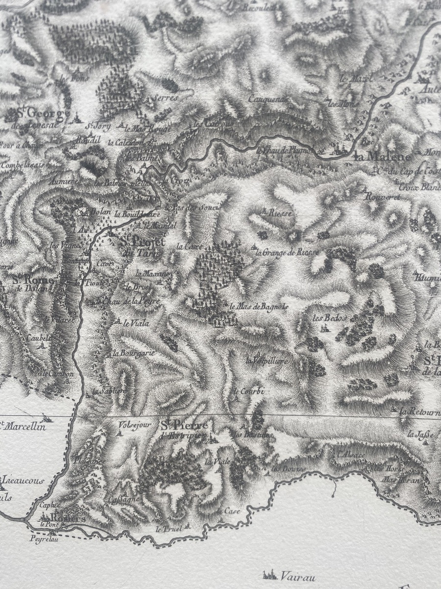 Carte de diocèse, Mende sud, gravure papier vergé xviii, Aldring Bourgoin Cassini-photo-1