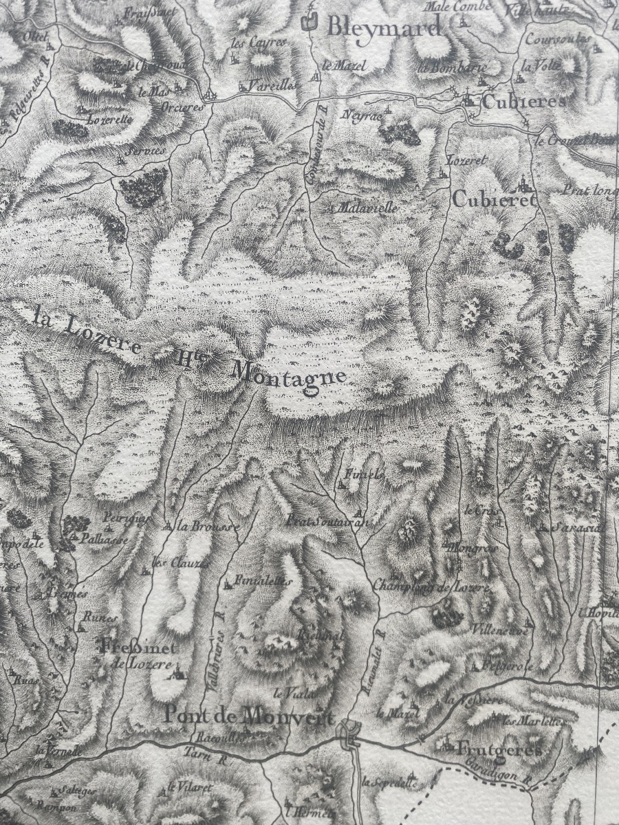 Carte de diocèse, Mende sud, gravure papier vergé xviii, Aldring Bourgoin Cassini-photo-2