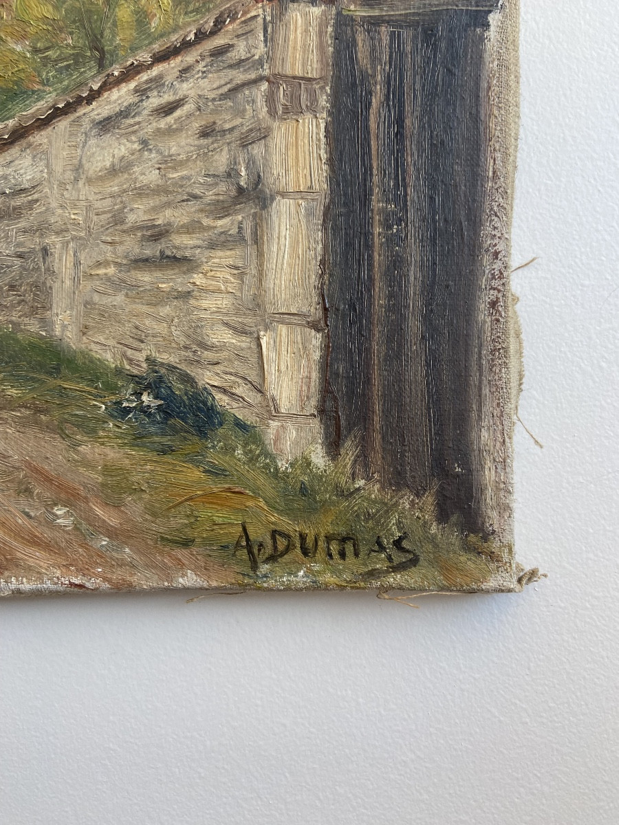 Oil On Canvas: View Of Chartres Cathedral (?), Signed A.dumas-photo-3