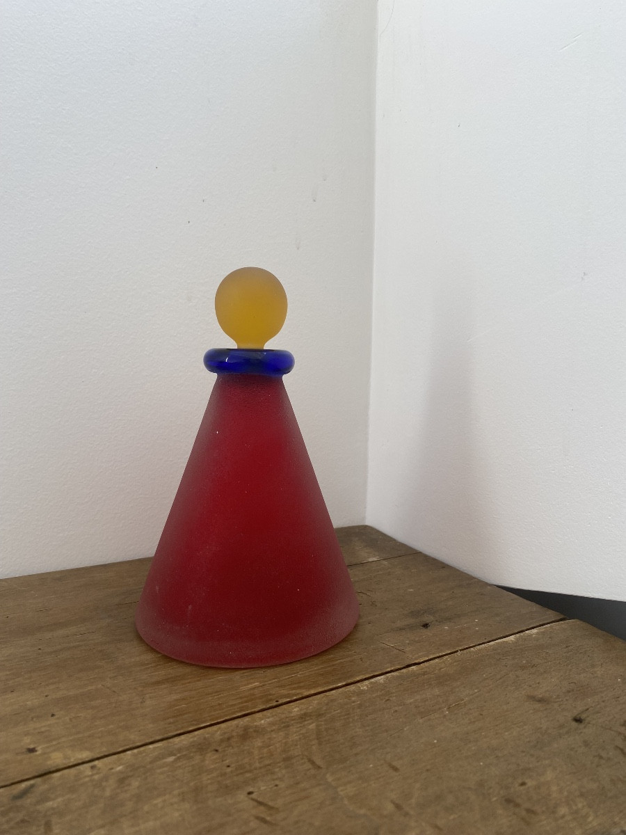 Flacon à parfum tricolore, verre de Murano, Franco Moretti