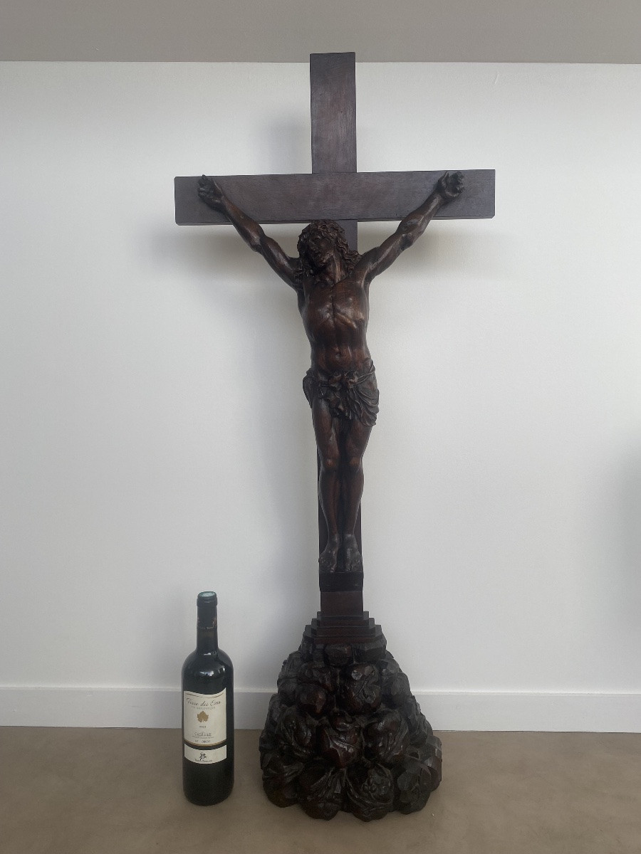 Crucifix en chêne, 105cm, France 19ème-photo-1