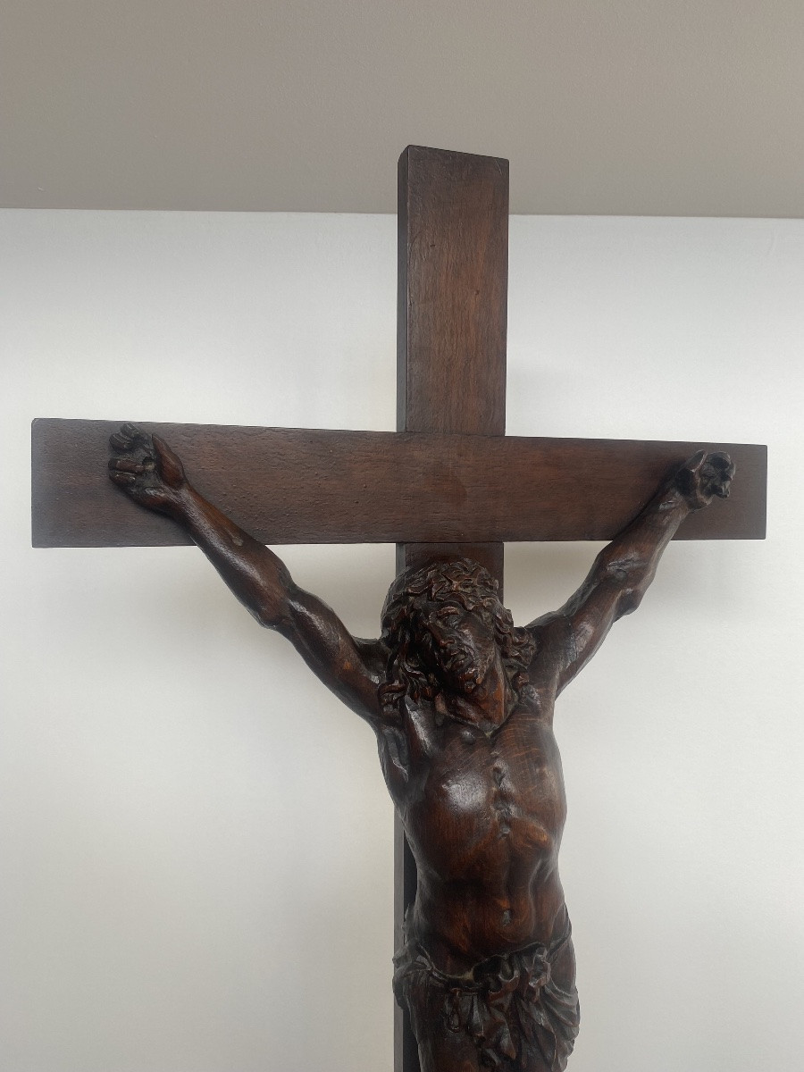 Crucifix en chêne, 105cm, France 19ème-photo-2