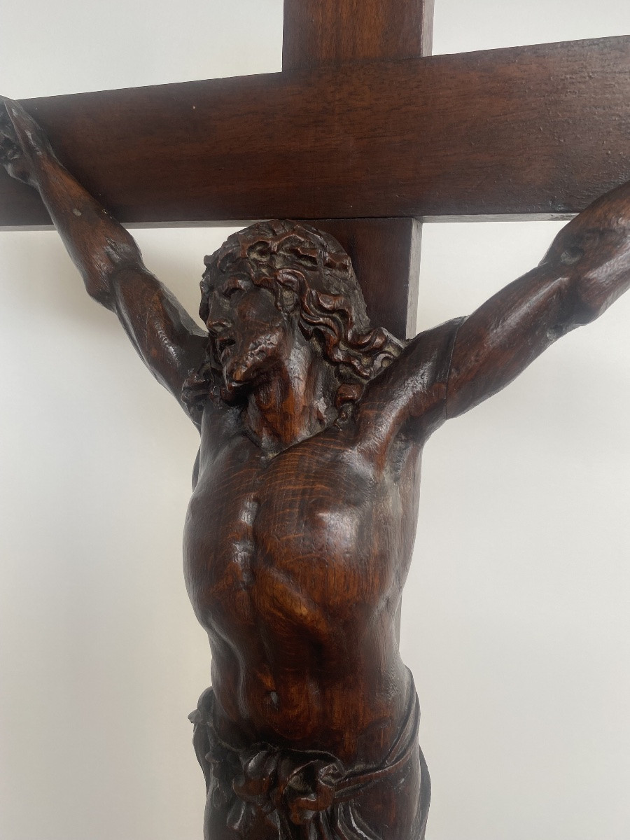 Crucifix en chêne, 105cm, France 19ème-photo-3