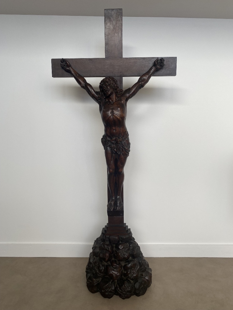 Crucifix en chêne, 105cm, France 19ème