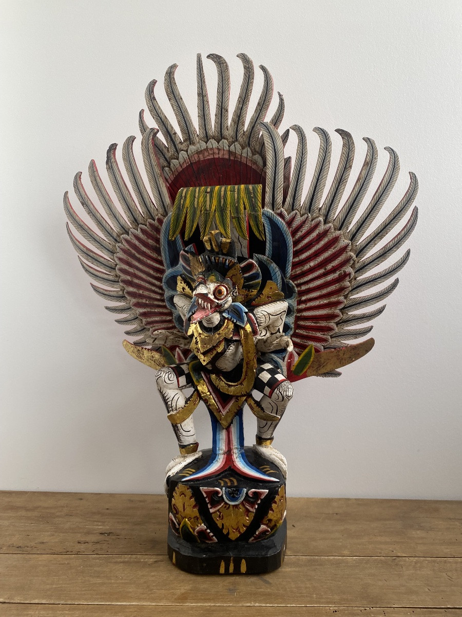 Garuda, bois polychrome, Bali Indonésie-photo-2
