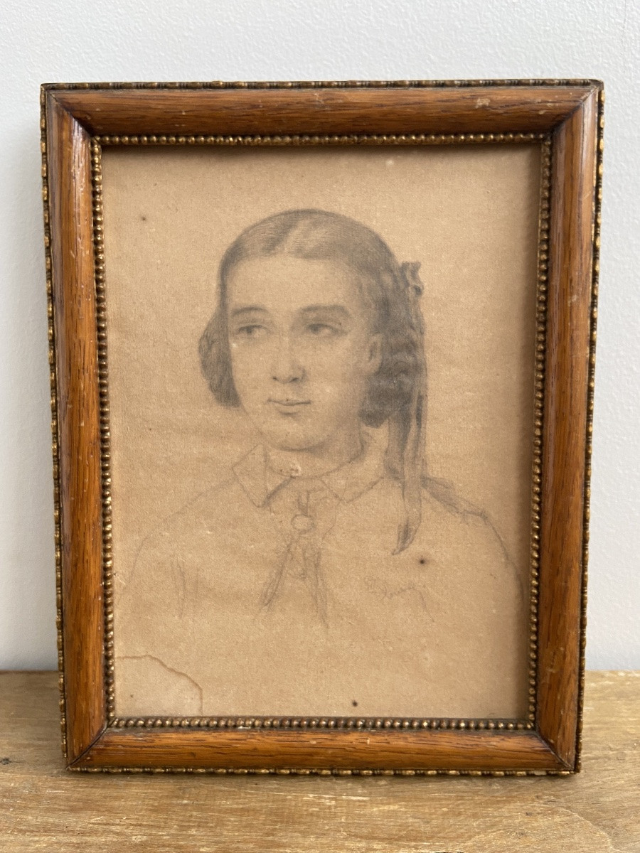 Dessin d’une jeune fille, Émile LOUBON (1809-1863), école de Marseille-photo-2