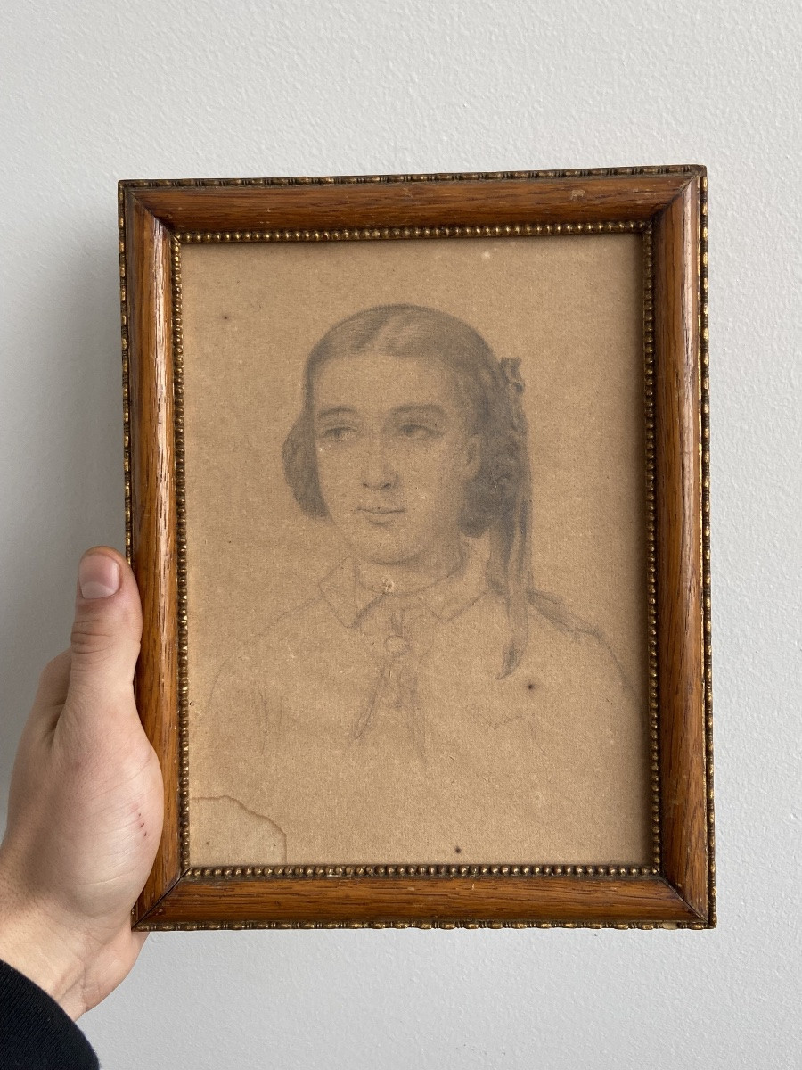 Dessin d’une jeune fille, Émile LOUBON (1809-1863), école de Marseille-photo-2