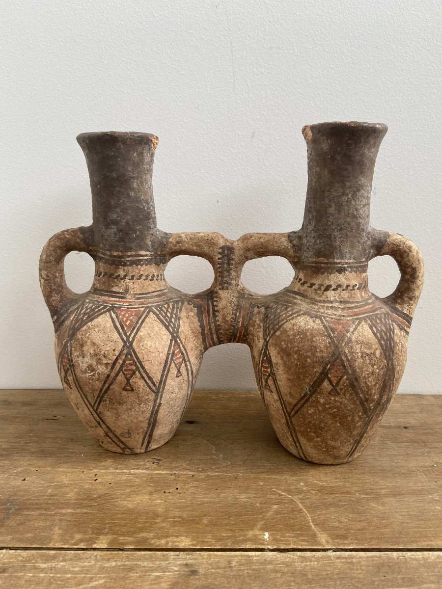 Poterie Ideqqi, Jarre/Cruche double, Berbère Kabyle-photo-2