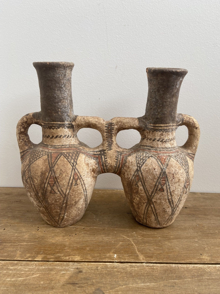 Poterie Ideqqi, Jarre/Cruche double, Berbère Kabyle-photo-3