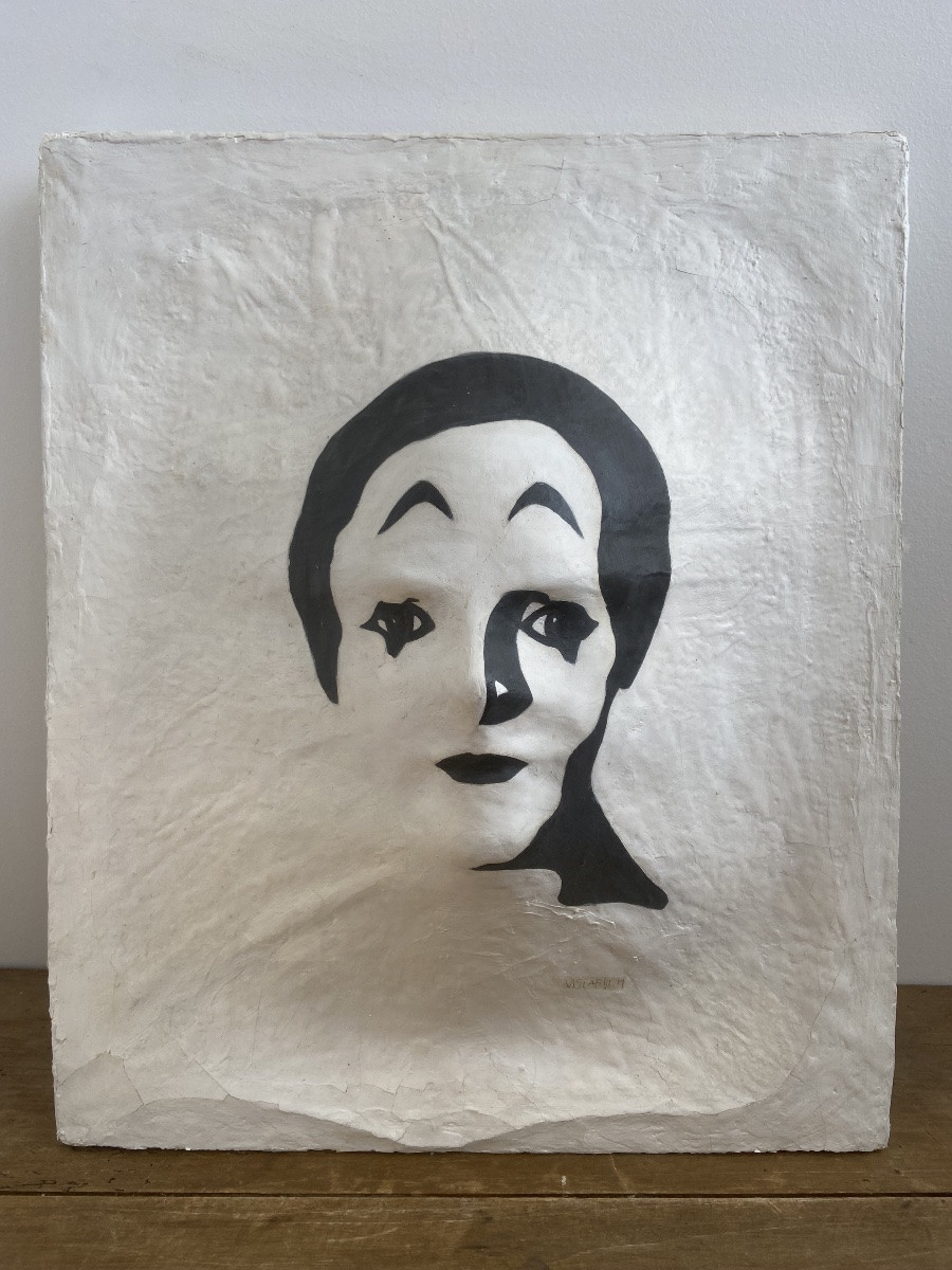 Portrait Of Marcel Marceau, Mixed Media, Contemporary Work-photo-2