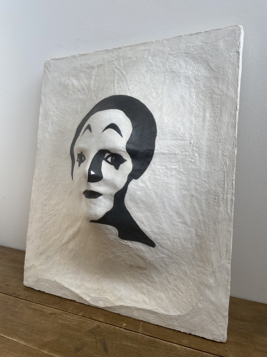 Portrait Of Marcel Marceau, Mixed Media, Contemporary Work-photo-4