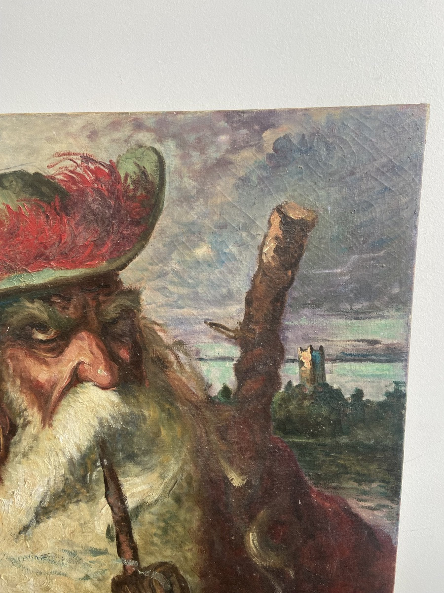 "the Patriarch" By Camille Bourget (1866-1931), Oil On Canvas, Portrait Of A Man With A Pipe-photo-4