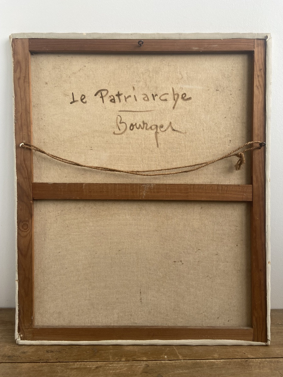 "the Patriarch" By Camille Bourget (1866-1931), Oil On Canvas, Portrait Of A Man With A Pipe-photo-2