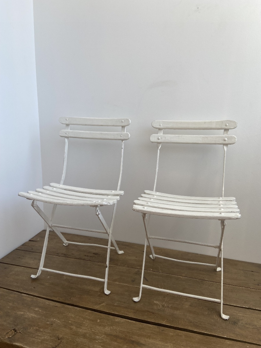 Paire de chaise de salon de jardin pour enfants, France 20ème