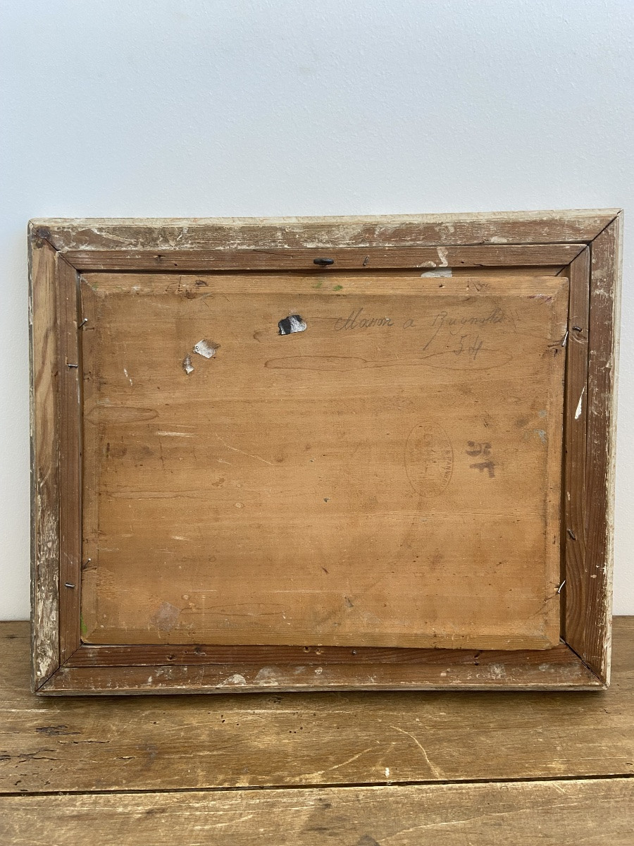 Huile sur panneau: « Moisson à Brignoles », Jean JULIEN (1888-1974), paysage de Provence-photo-1