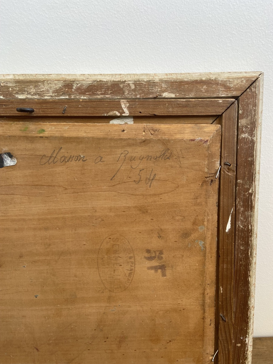 Huile sur panneau: « Moisson à Brignoles », Jean JULIEN (1888-1974), paysage de Provence-photo-2