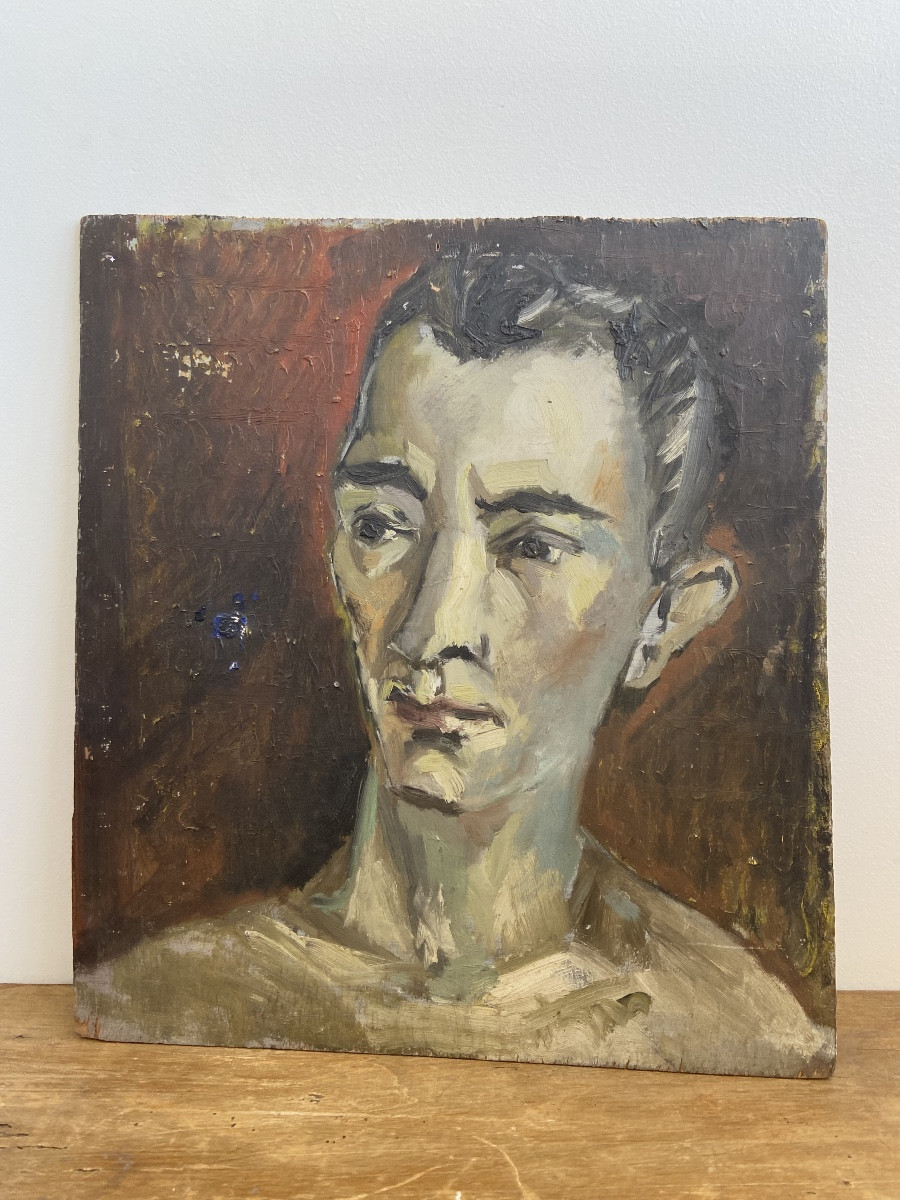 Oil On Panel: Portrait d'Homme, Francis Joulia, France Circa 1940