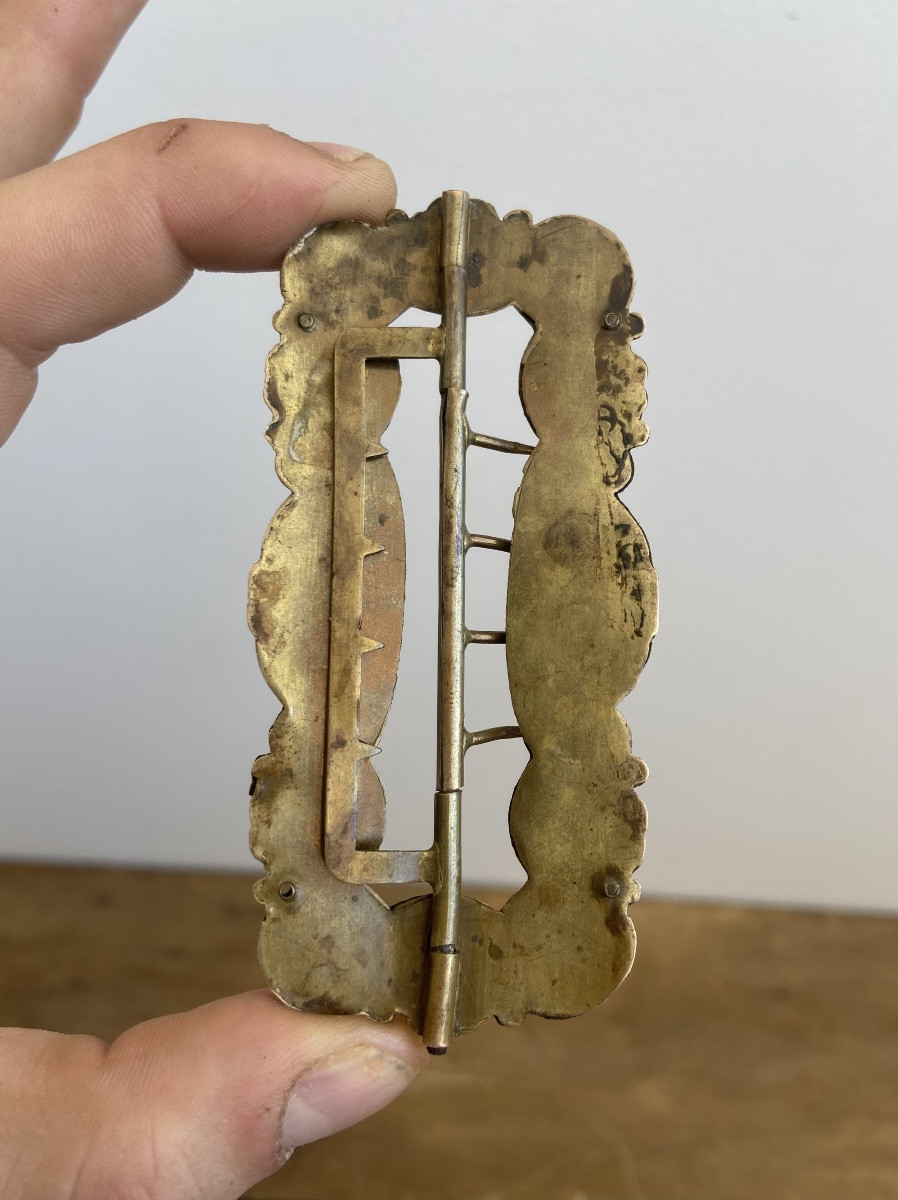 Boucle de ceinture, laiton et émail champlevé, France vers 1850-photo-3