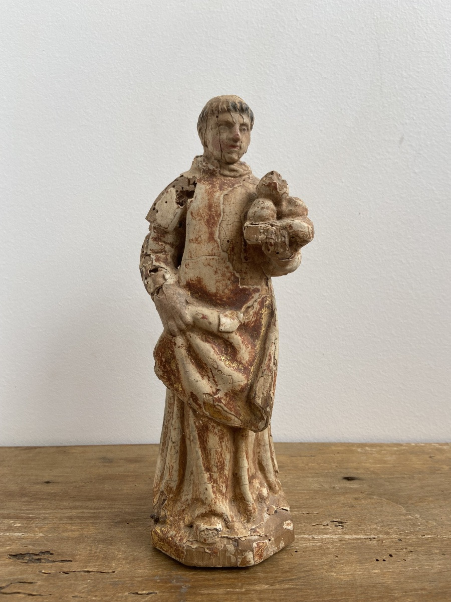 Saint Stephen, The First Martyr, 18th Century French School, Polychrome Gilded Wood-photo-2