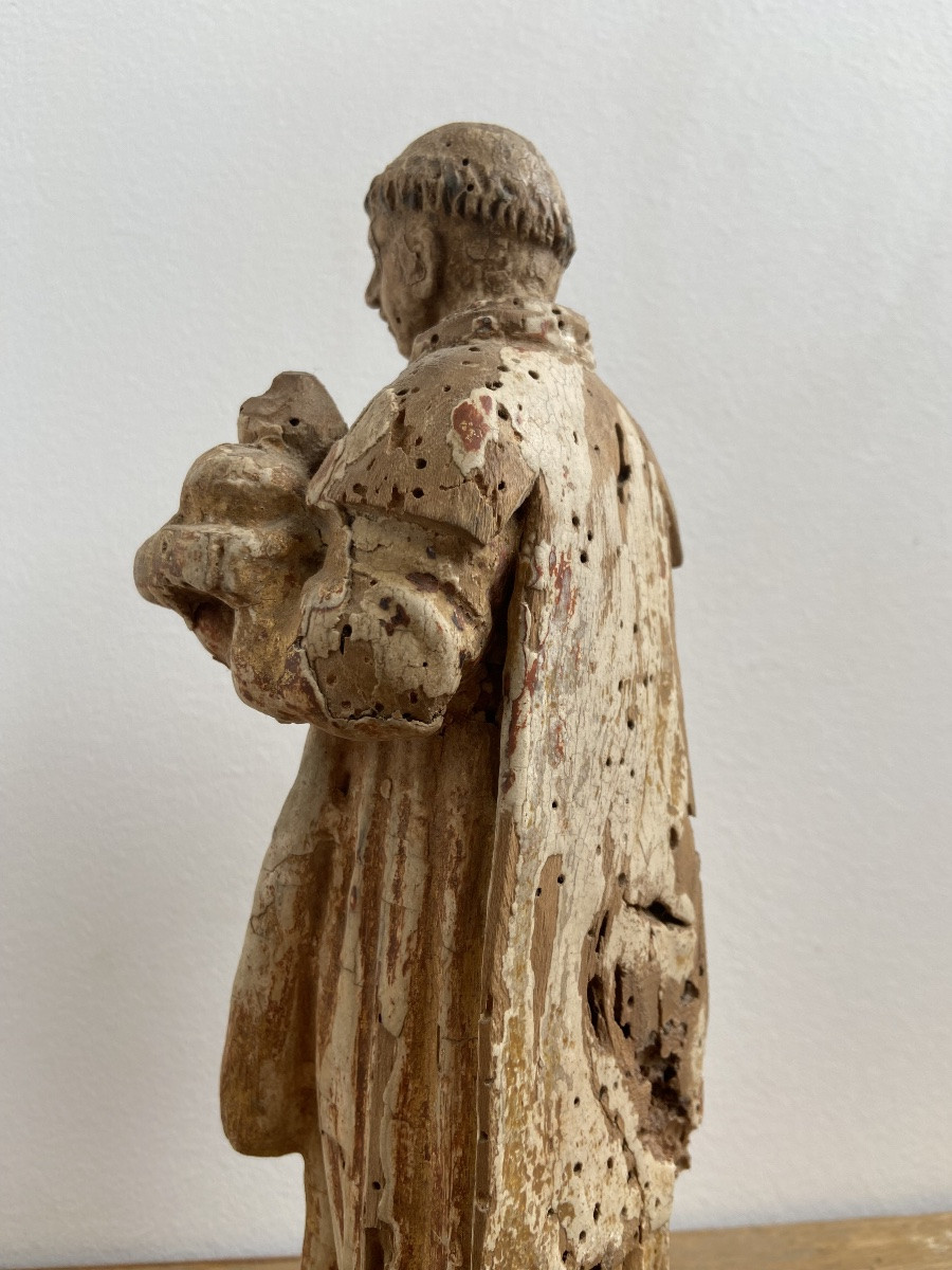 Saint Stephen, The First Martyr, 18th Century French School, Polychrome Gilded Wood-photo-4