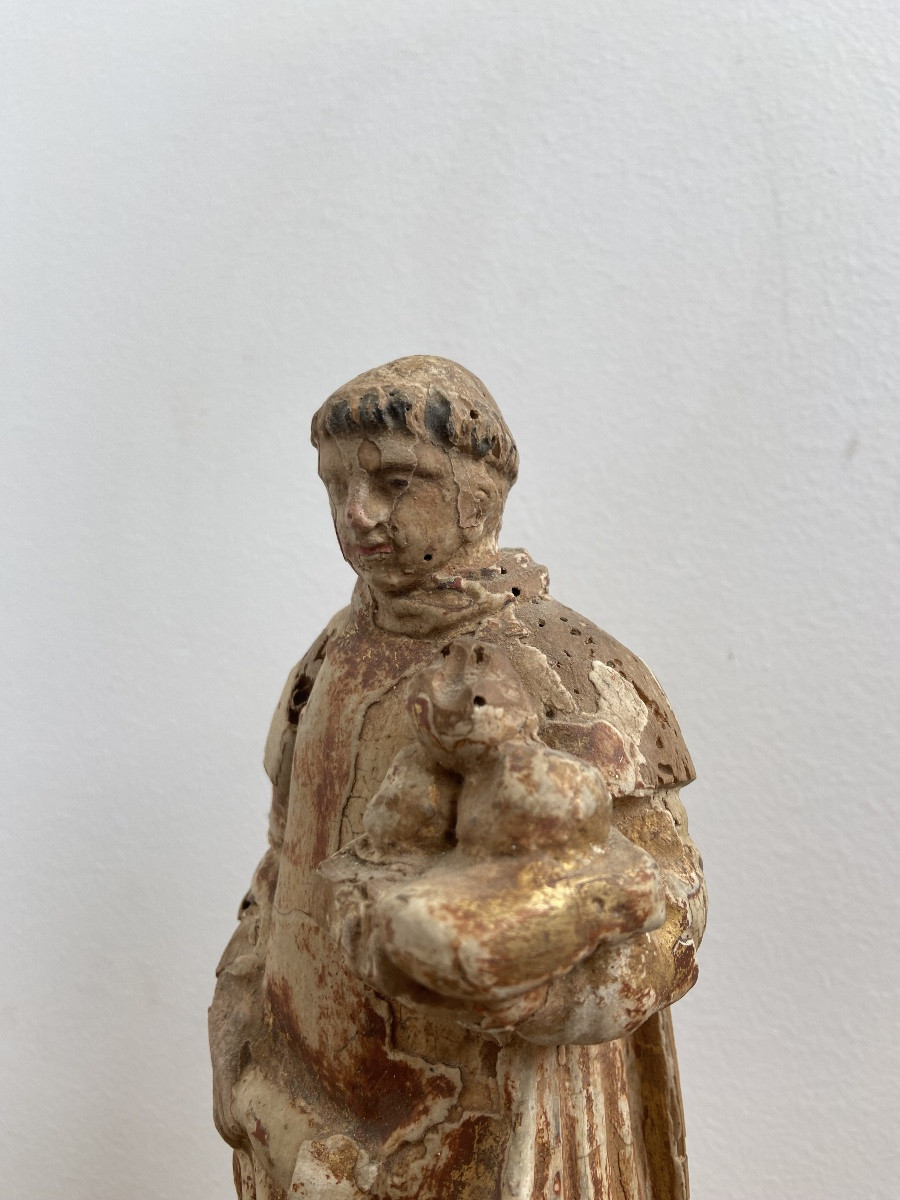 Saint Stephen, The First Martyr, 18th Century French School, Polychrome Gilded Wood-photo-1