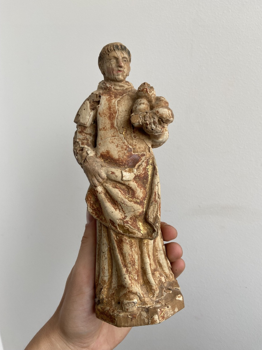 Saint Stephen, The First Martyr, 18th Century French School, Polychrome Gilded Wood-photo-2