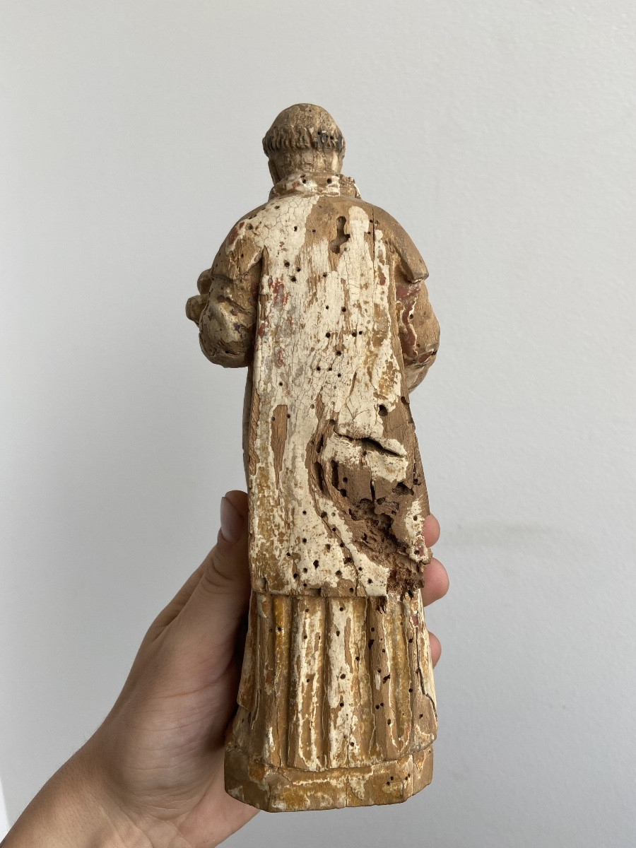 Saint Stephen, The First Martyr, 18th Century French School, Polychrome Gilded Wood-photo-3