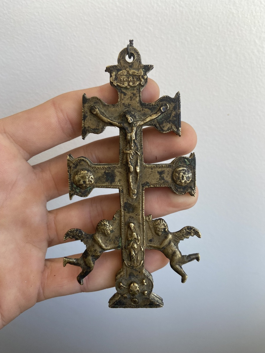 Croix de Caravaca, bronze, Espagne 17ème/18ème-photo-2