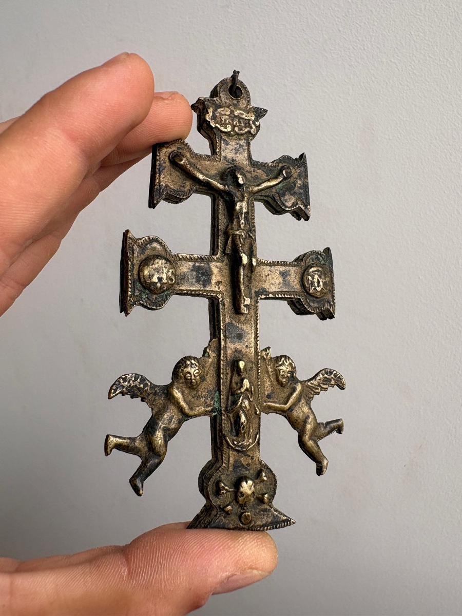Caravaca Cross - Chased Bronze - Spain, 17th/18th Century-photo-2