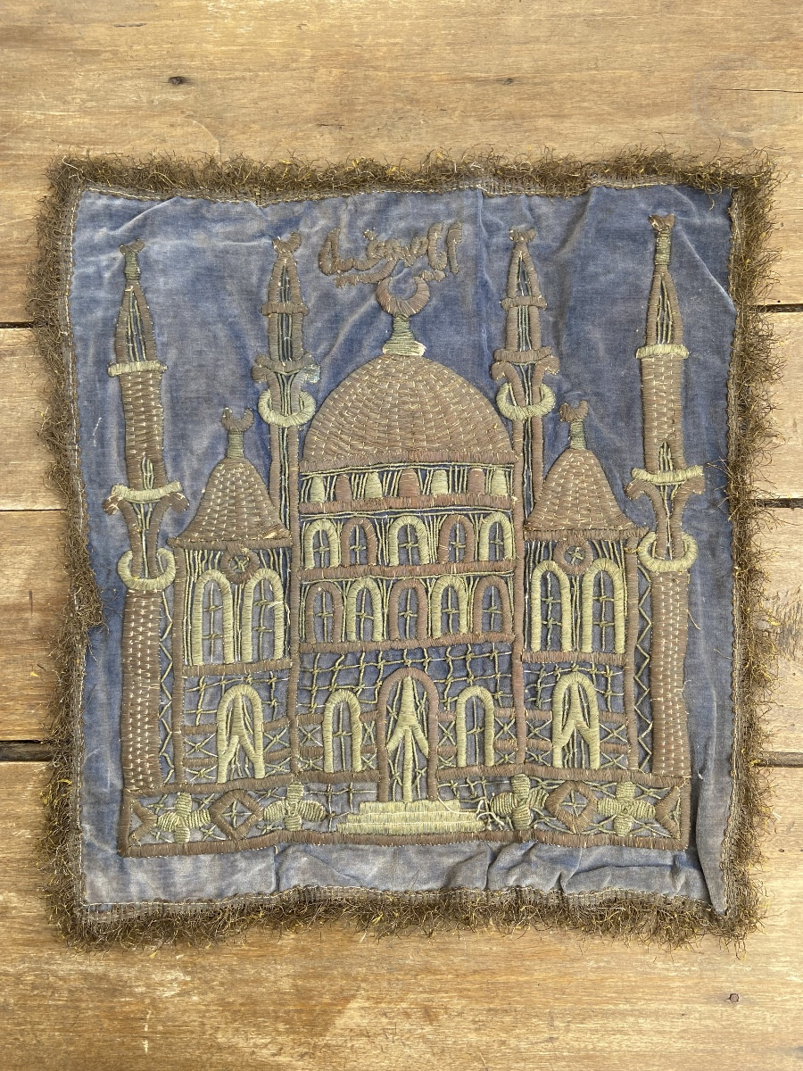 Broderie velour Mosquée Ayasophya, Ottoman Turquie 19ème