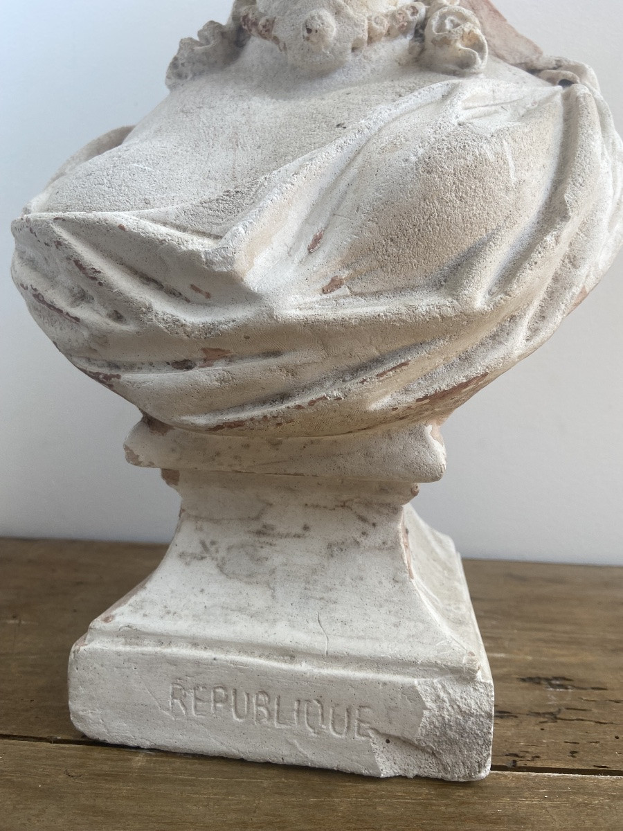 Bust Of Marianne, In Plaster, IIIrd Republic France Late 19th Century-photo-2