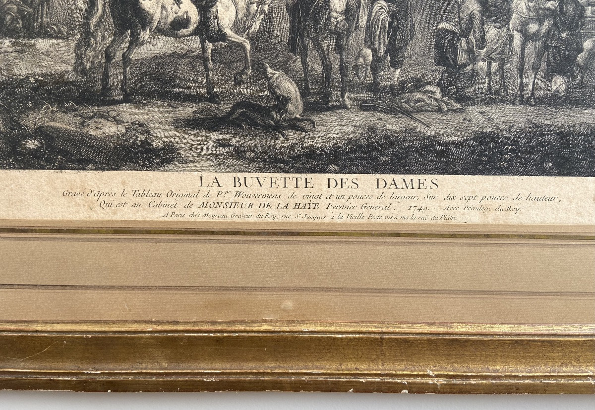 « La Buvette des Dames », d’après WOUVERMENS, Jean Moyreau, gravure au burin eau-forte 18ème-photo-4