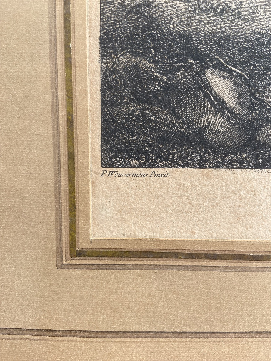« La Buvette des Dames », d’après WOUVERMENS, Jean Moyreau, gravure au burin eau-forte 18ème-photo-1