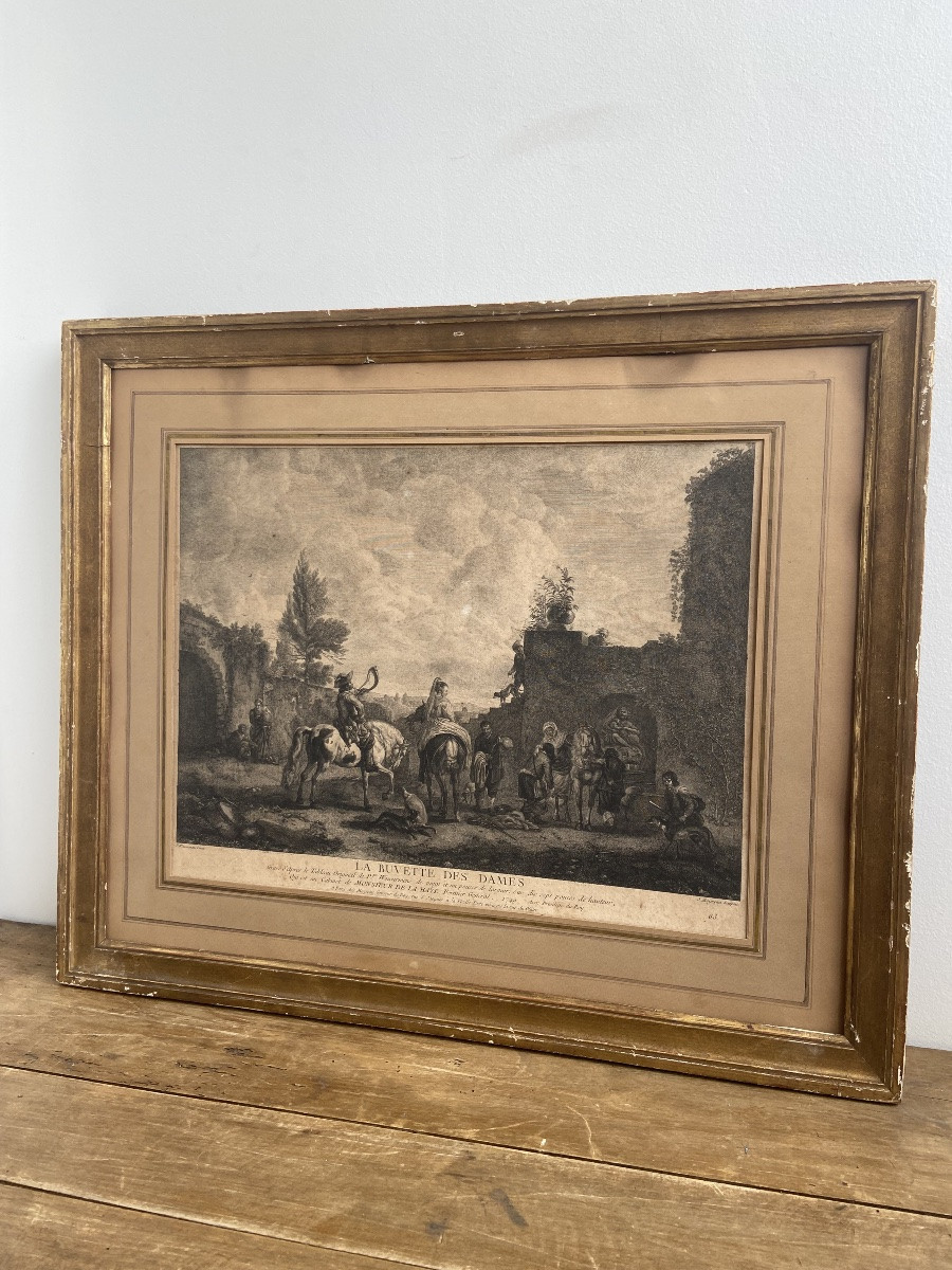 « La Buvette des Dames », d’après WOUVERMENS, Jean Moyreau, gravure au burin eau-forte 18ème-photo-5