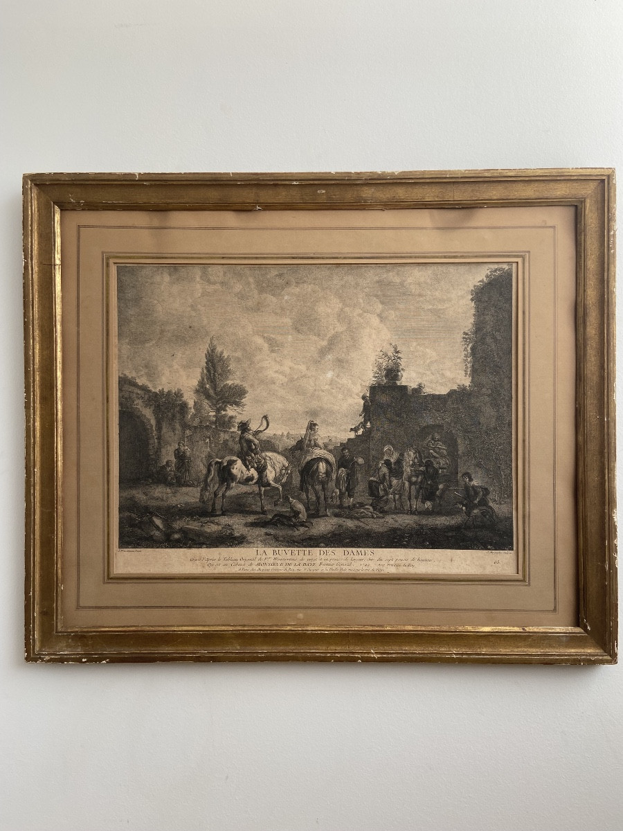 « La Buvette des Dames », d’après WOUVERMENS, Jean Moyreau, gravure au burin eau-forte 18ème
