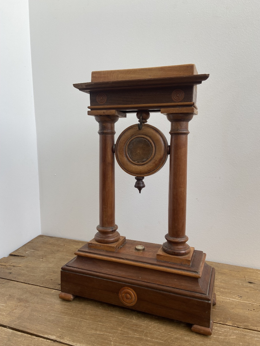 Porte-montre à gousset en bois, portique, France 19ème