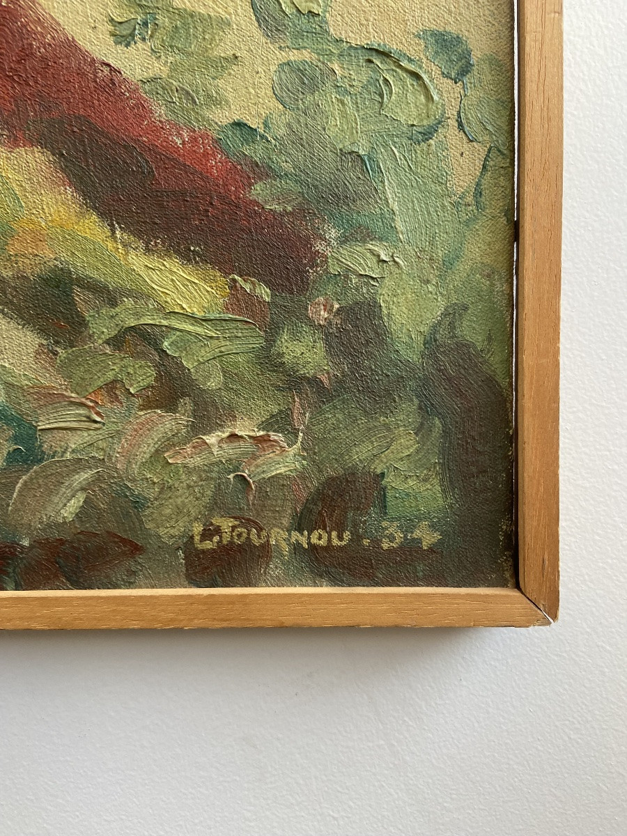 Oil On Canvas: Paysage Vallonée, Campagnard Lauragais, Régionalisme France Circa 1930-photo-1