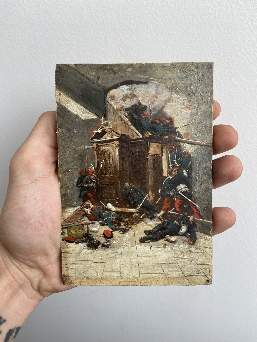 Enhanced Lithograph On Panel After Alphonse De Neuville -photo-3