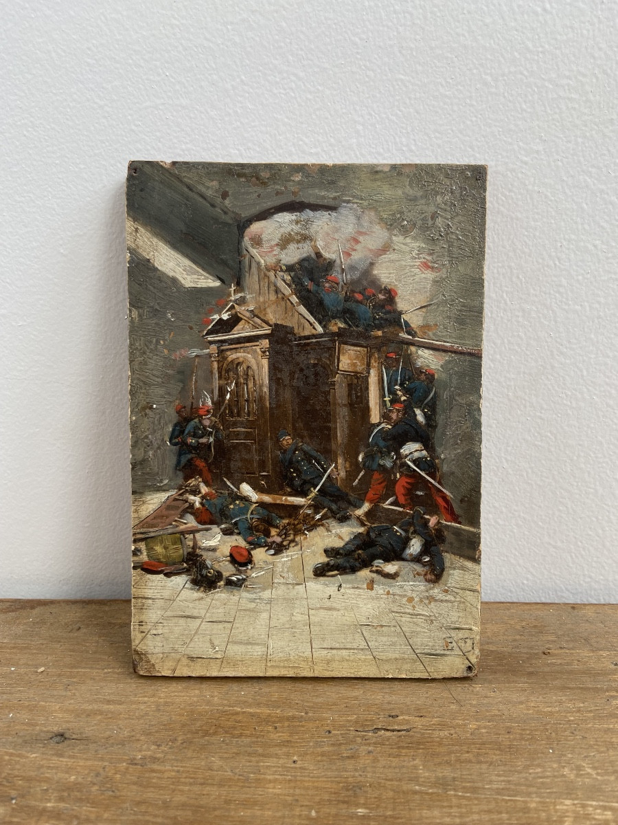 Enhanced Lithograph On Panel After Alphonse De Neuville 