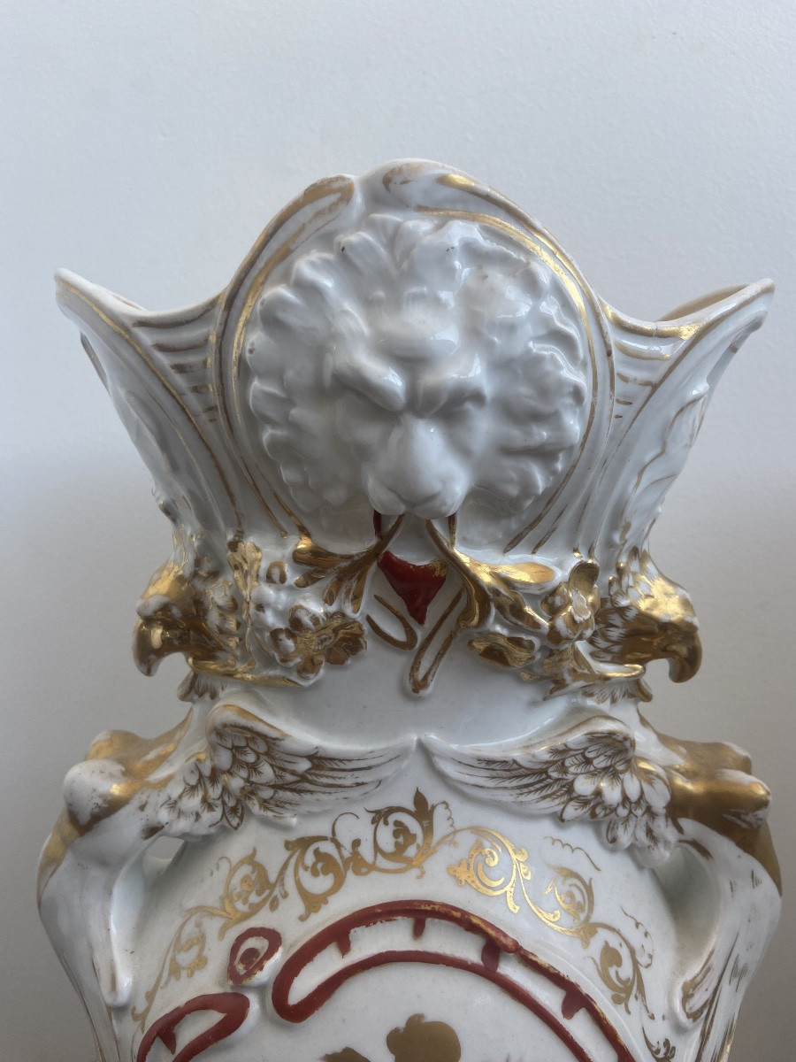 Pair Of Bridal Vases, Paris Porcelain, Large Model, France, 19th Century-photo-1