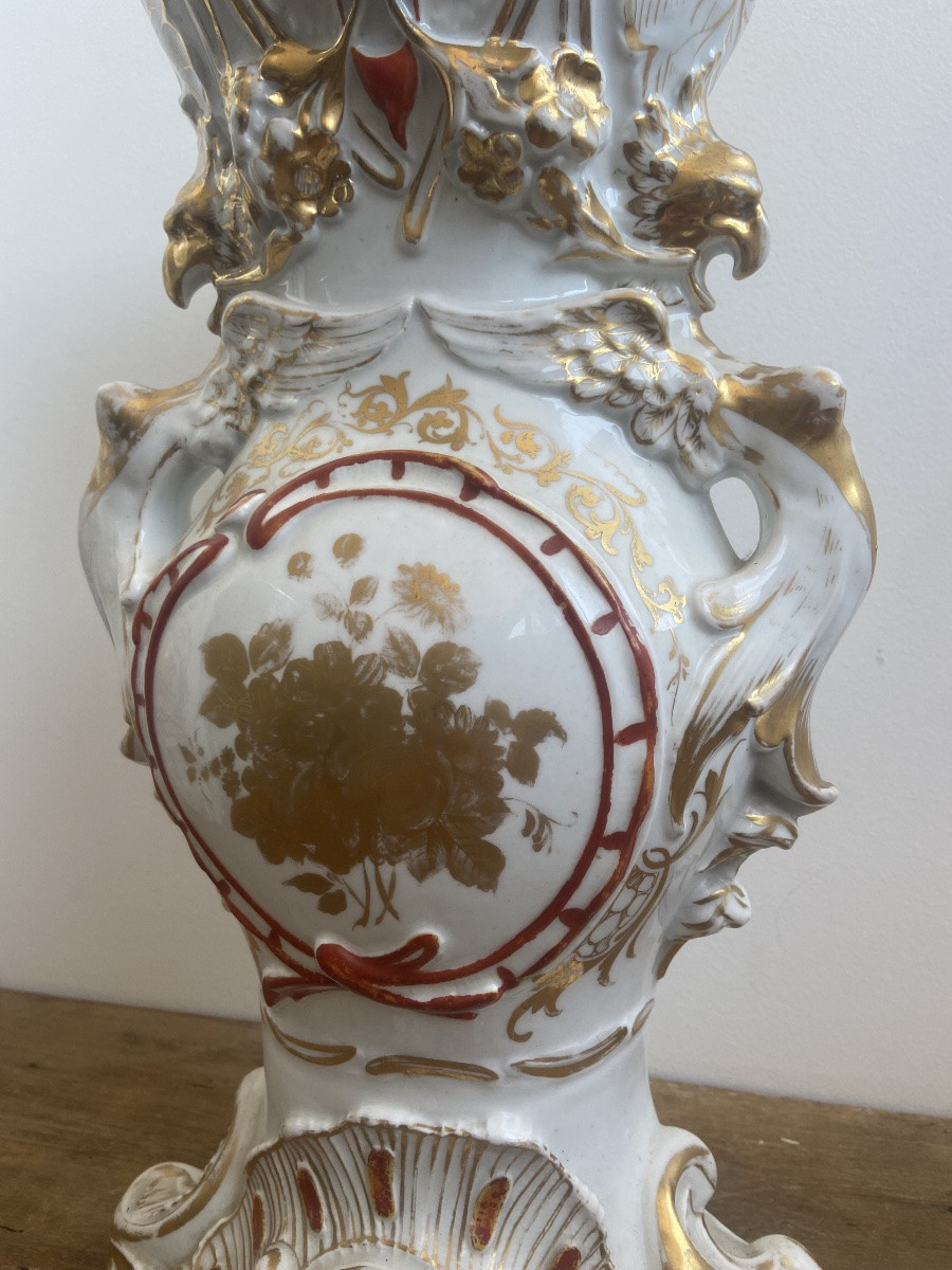 Pair Of Bridal Vases, Paris Porcelain, Large Model, France, 19th Century-photo-6