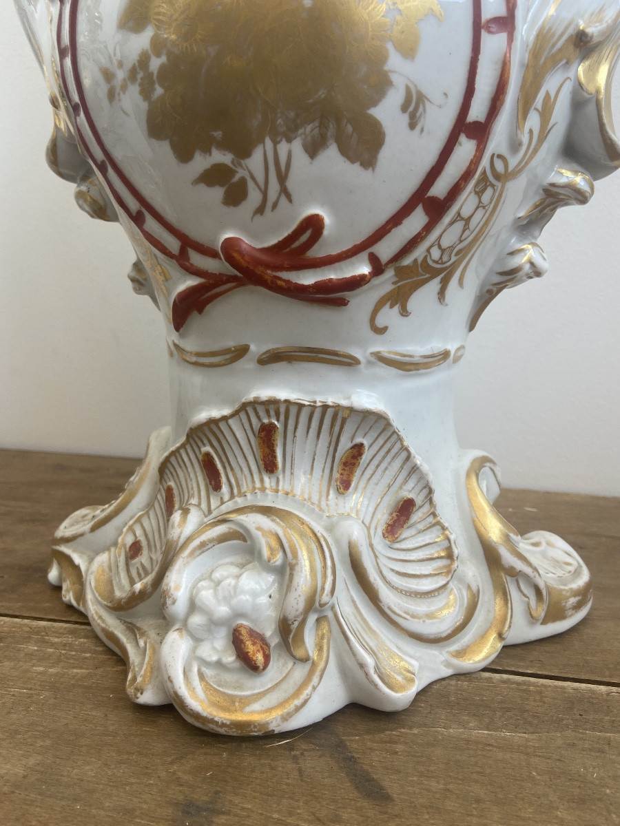 Pair Of Bridal Vases, Paris Porcelain, Large Model, France, 19th Century-photo-7