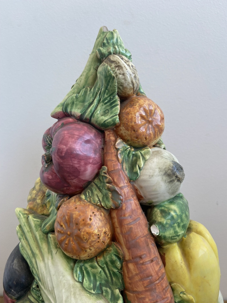 Paire de corbeille à légumes, faïence polychrome, Malicorne (?) France fin 19ème-photo-4
