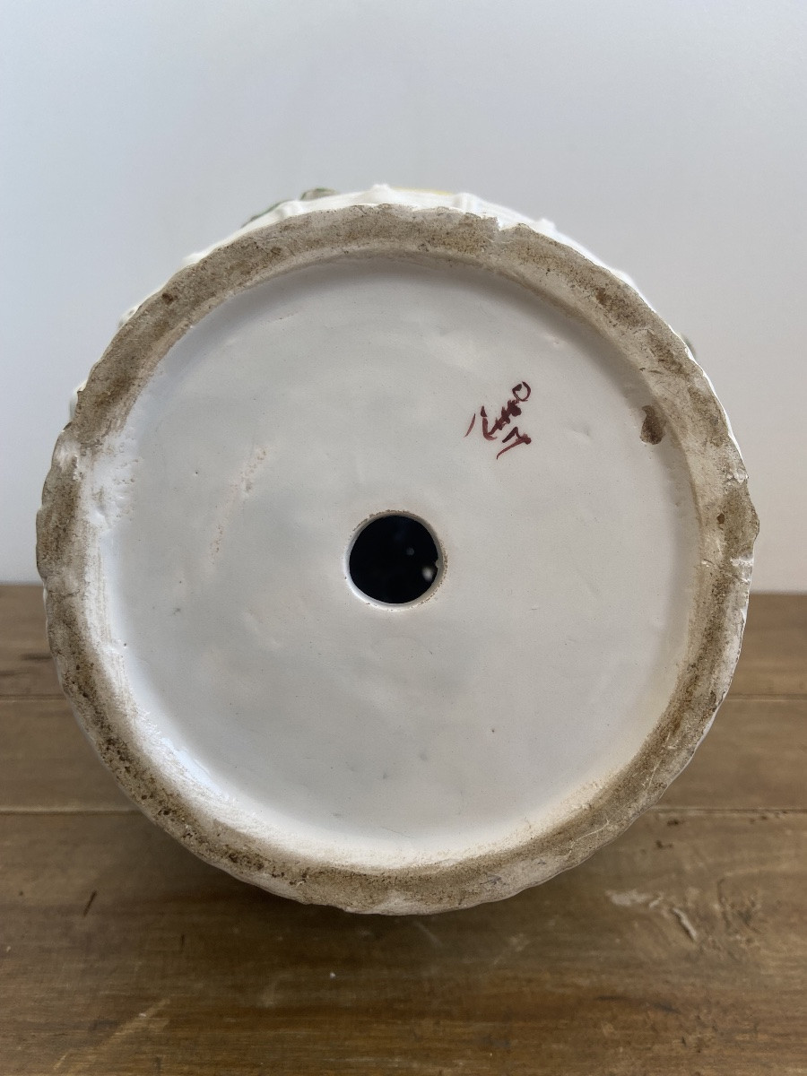 Paire de corbeille à légumes, faïence polychrome, Malicorne (?) France fin 19ème-photo-8