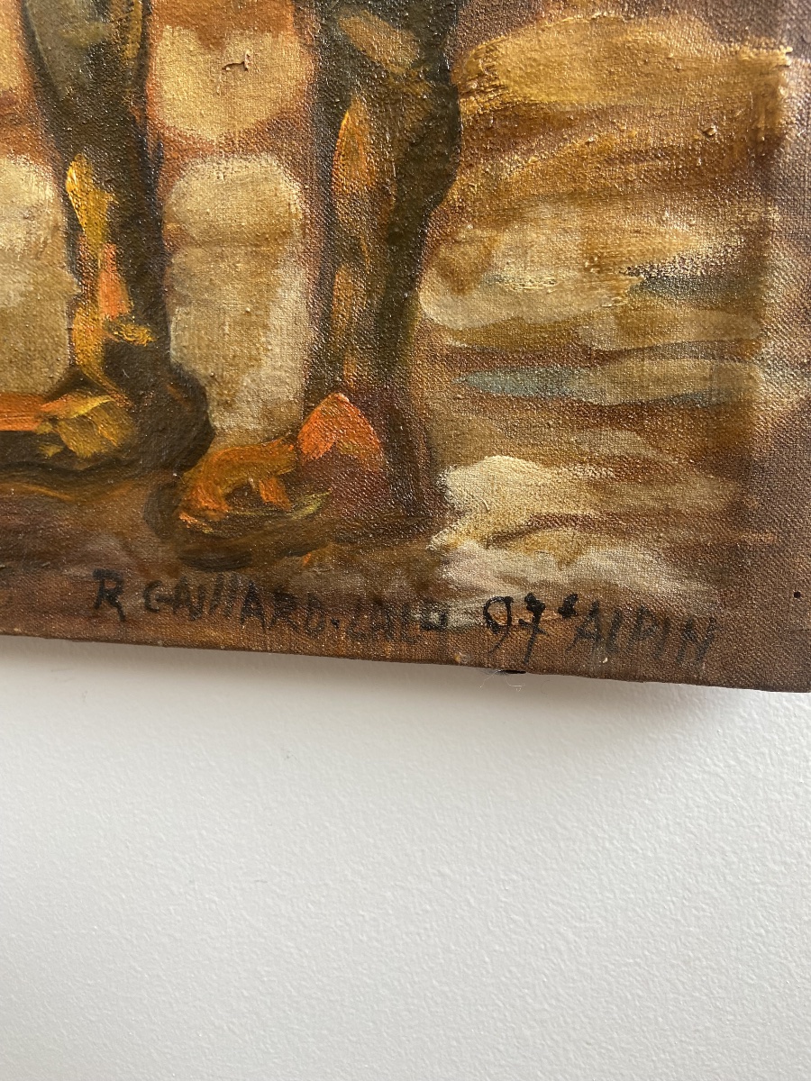 Oil On Canvas: « le Rapport Du Cuistot », Wwi Trenches, France-photo-4