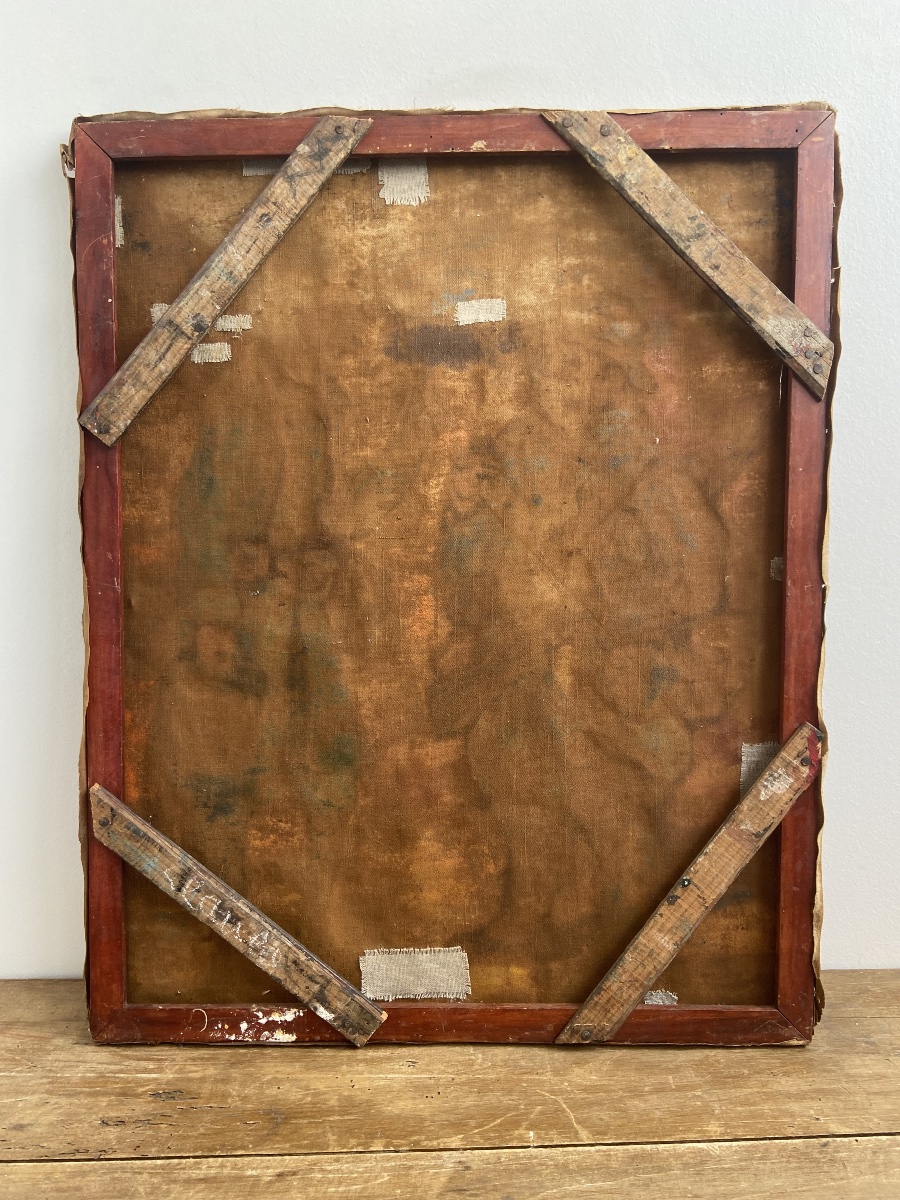 Oil On Canvas: « le Rapport Du Cuistot », Wwi Trenches, France-photo-6