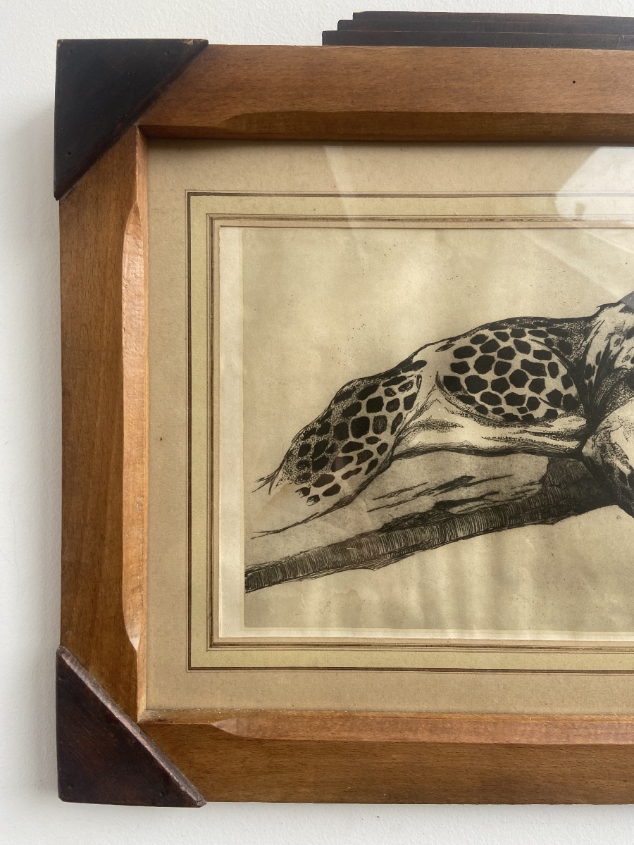 Leopard On A Branch, Estamp, Art Deco, France-photo-3